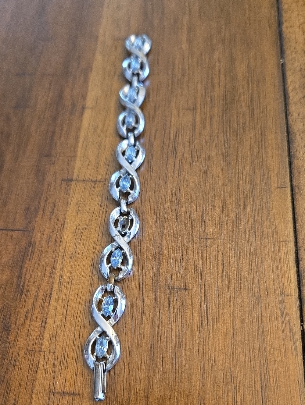 Silver-Tone Blue Crystal Infinity Link Bracelet